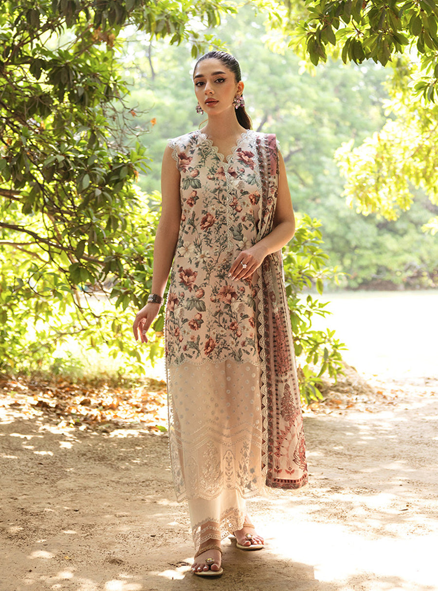 3 Piece Printed and Embroidered Lawn with Lawn Dupatta ZC 08