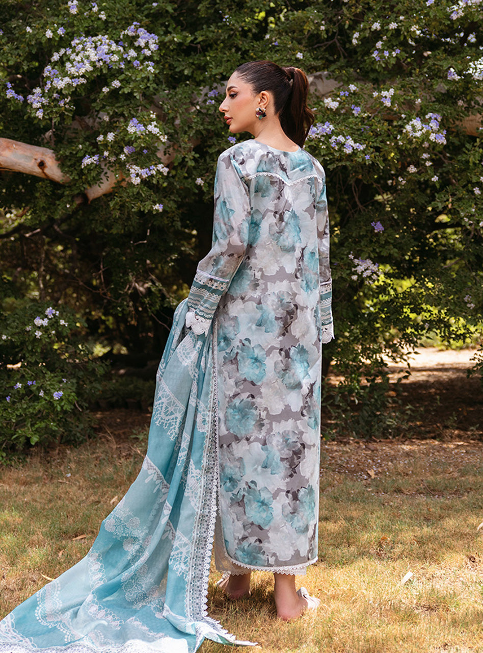 3 Piece Printed and Embroidered Lawn With Lawn Dupatta ZC 01