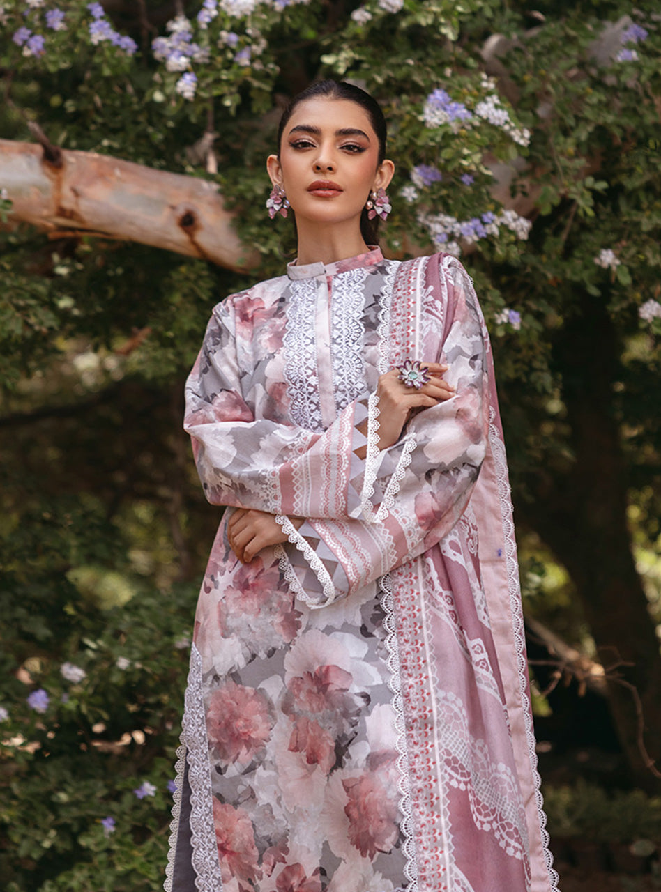 3 Piece Printed and Embroidered Lawn with Lawn Dupatta ZC 02