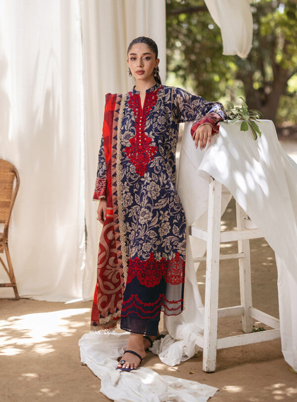 3 Piece Printed and Embroidered Lawn with Lawn Dupatta ZC 07