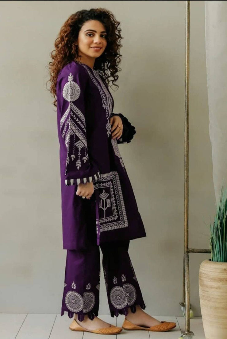 2 Piece Embroidered Lawn Shirt with Lawn Trouser KD 780