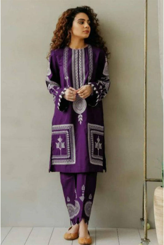 2 Piece Embroidered Lawn Shirt with Lawn Trouser KD 780