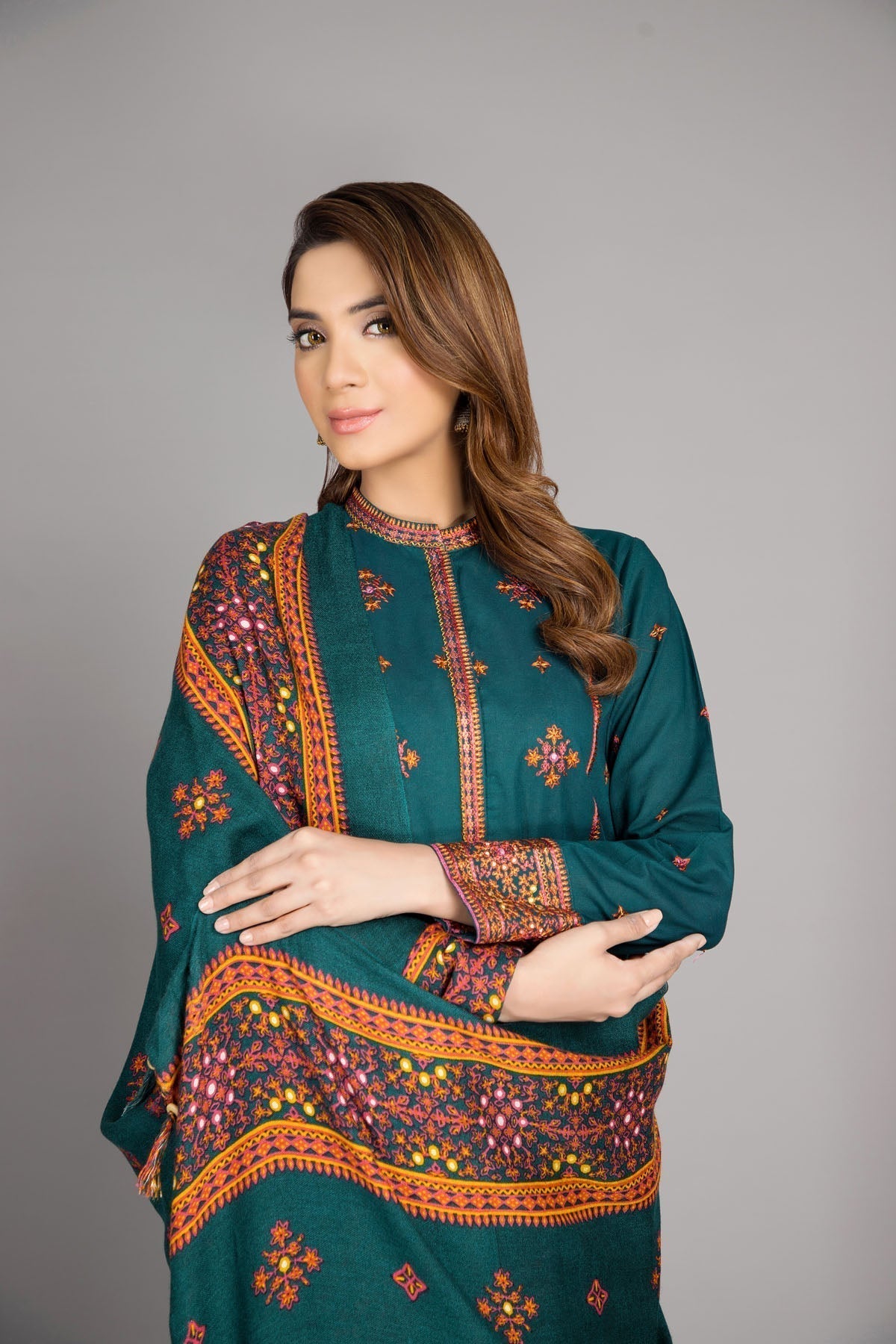 3 Piece Embroidered Lawn Shirt with Embroidered Lawn Dupatta KS 38