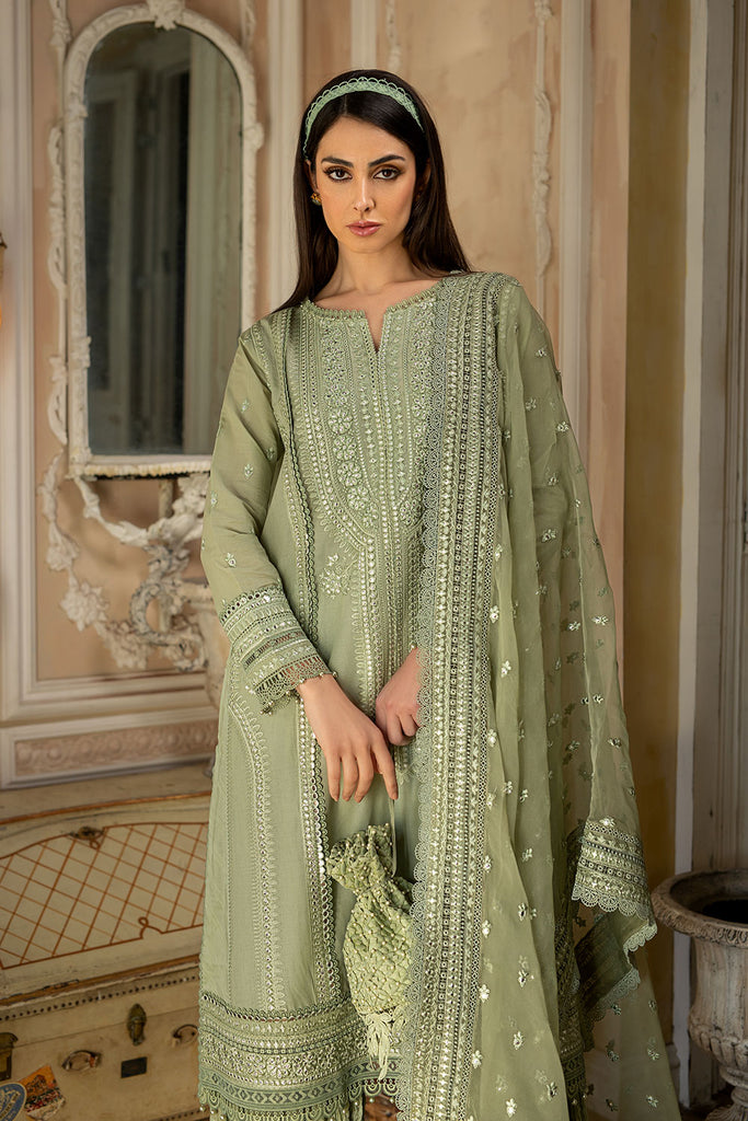 3 Piece Embroidered Lawn Shirt with Embroidered Organza Dupatta SN 60