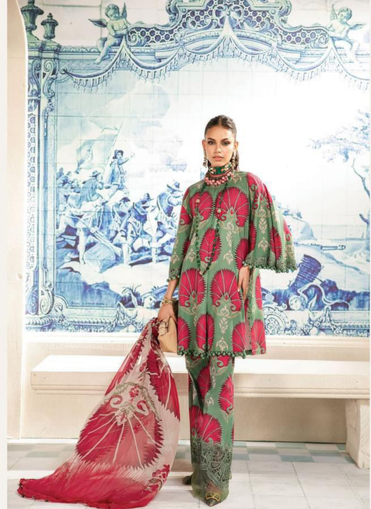 3 Piece Digital Printed Lawn Shirt with Lawn Dupatta MB 74