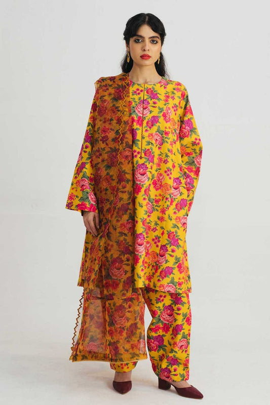 3 piece Digital Printed Lawn Suit with Sequins Monar Dupatta