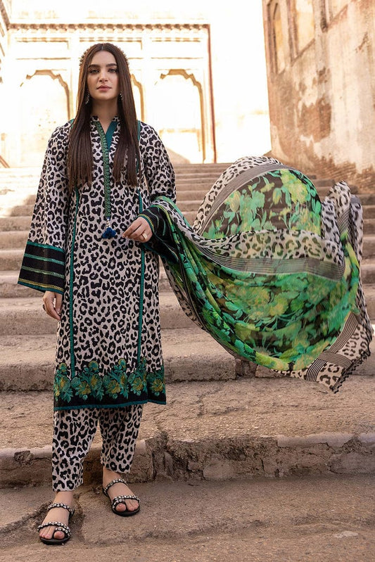 3 Piece Digital Printed Lawn Shirt and Trouser with Monar Dupatta MB 113