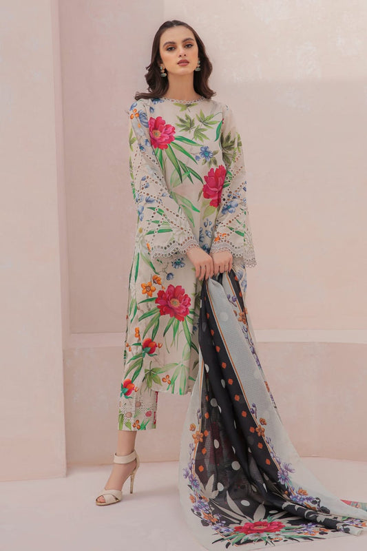 3 Piece Digital Printed Lawn Shirt with Chiffon Dupatta MB 602