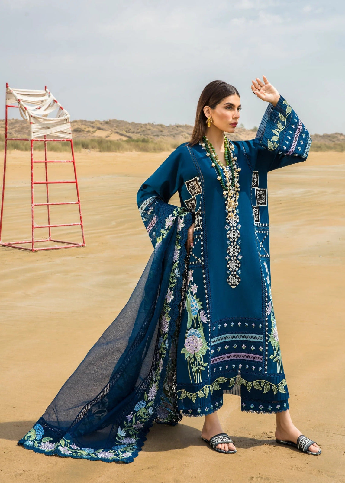 3 Piece Embroidered Lawn with Embroidered Organza Dupatta CM 30