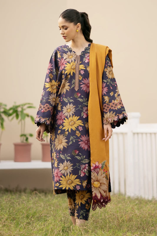 3 Piece Digital Printed Lawn Shirt with Lawn dupatta Suit BQ 402