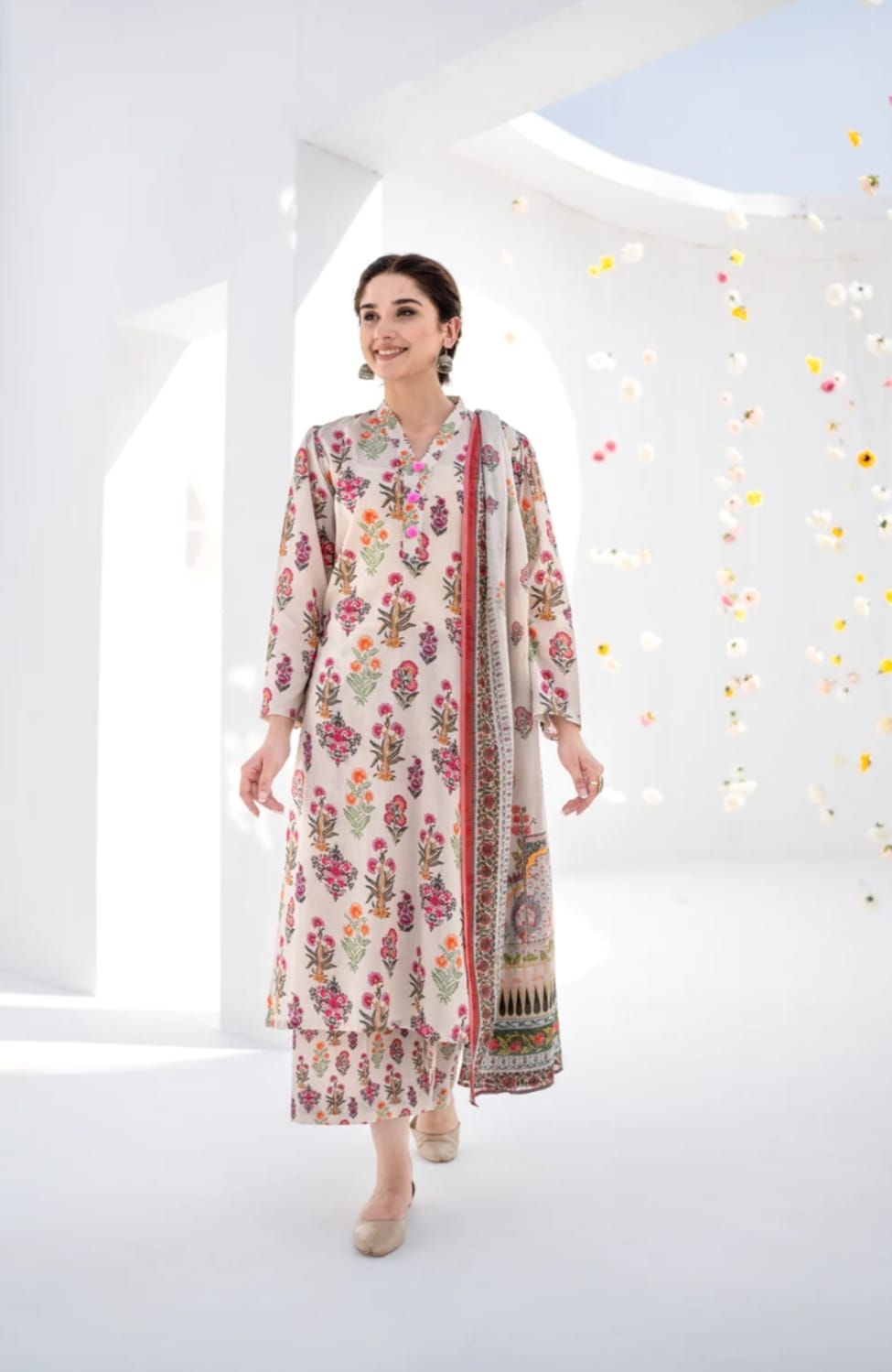 3 Piece Digital Printed Lawn Shirt with Lawn Dupatta BQ 409