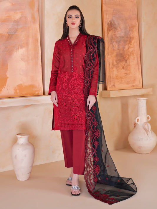 3 Piece Embroidered Lawn Shirt with Embroidered Organza dupatta LM 20