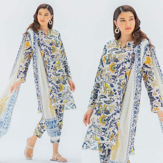 3Pc Digital Printed Lawn Shirt and Trouser with Lawn Dupatta SP132