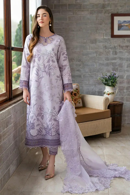 3 Piece Printed and Embroidered Lawn Shirt with Embroidered Organza Dupatta MB 505