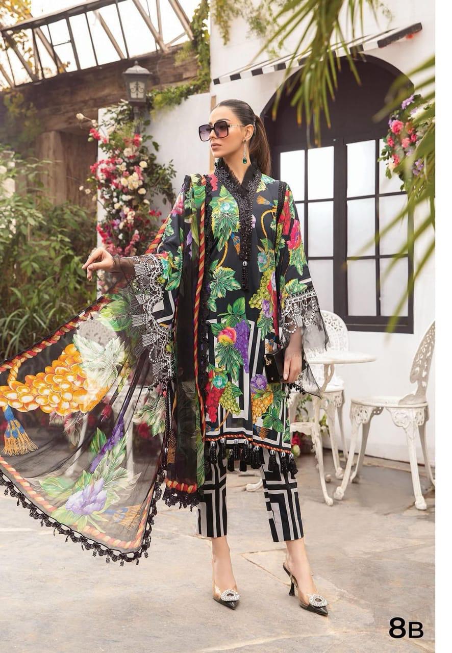 3 Piece Digital Printed Lawn Shirt with Monar Dupatta CH 008