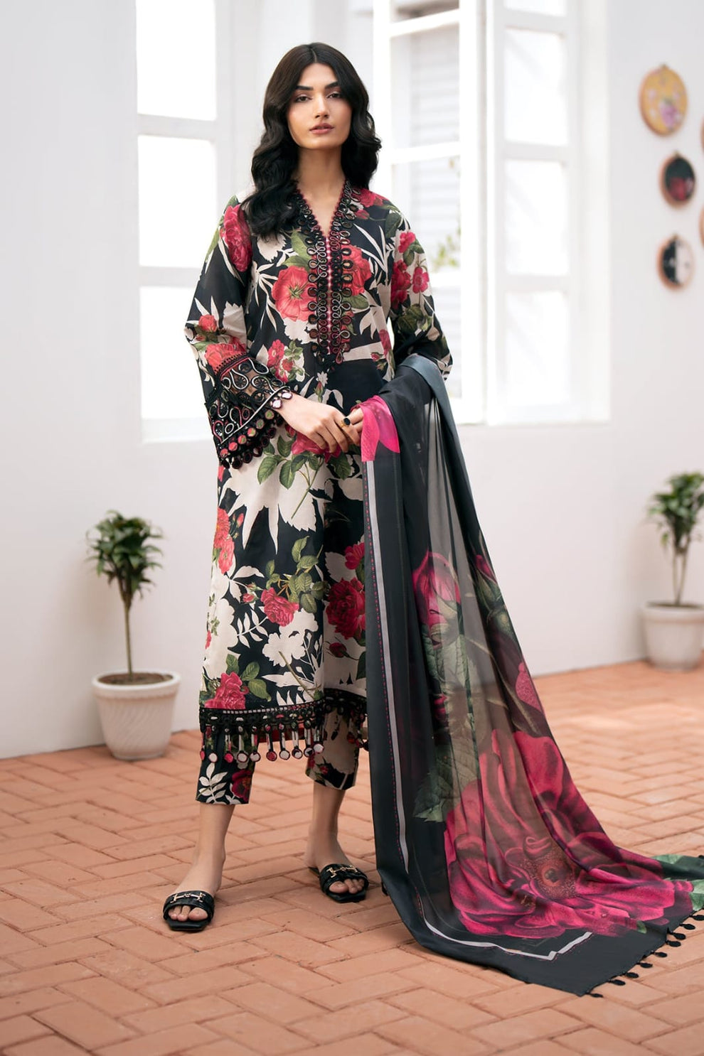 3Pc Digital Printed Lawn Shirt with Printed Lawn dupatta BQ03