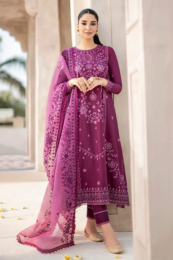 3 Piece Embroidered Lawn Shirt with Embroidered Organza Dupatta CS84