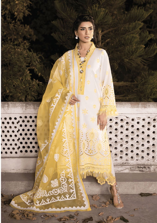 3 Piece Embroidered Lawn with Embroidered Organza dupatta ZC 82