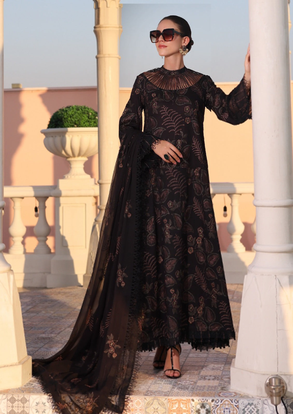 3 Piece Embroidered Lawn Shirt with Embroidered Chiffon dupatta BR 802