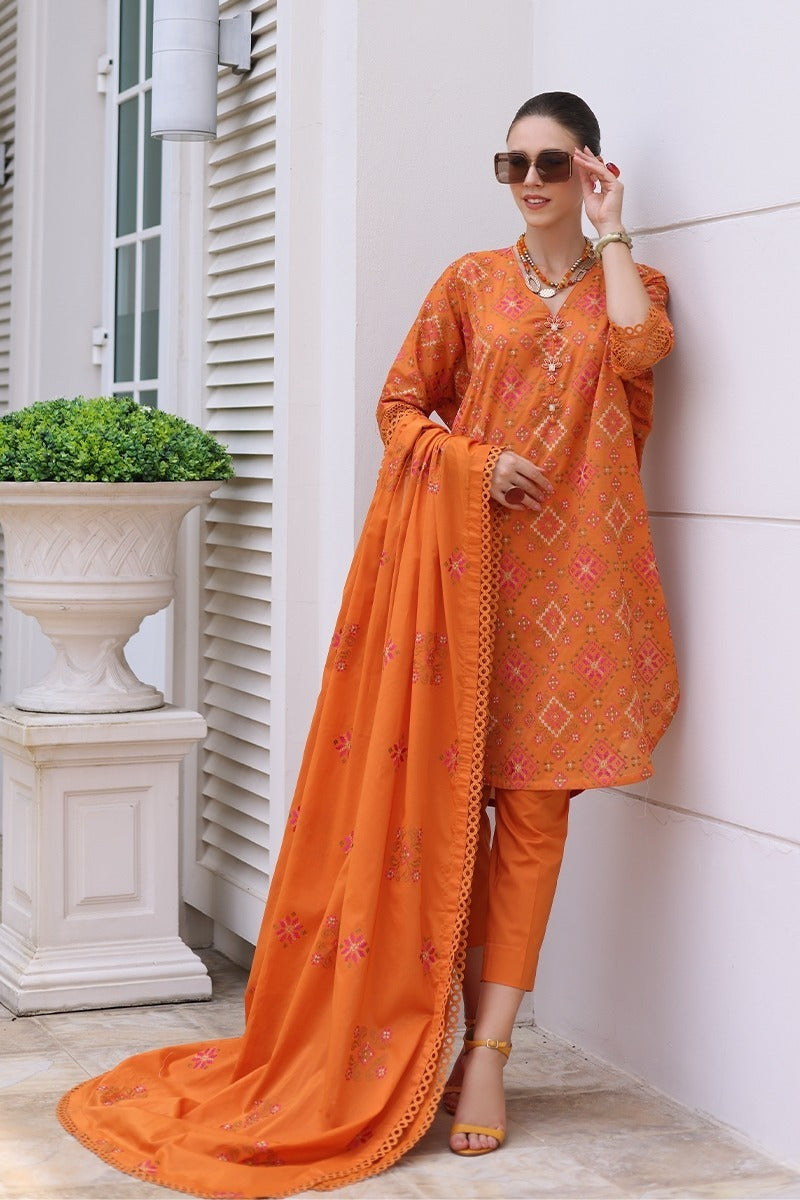 3 piece Embroidered Lawn Shirt with Embroidered Chiffon dupatta BR 803