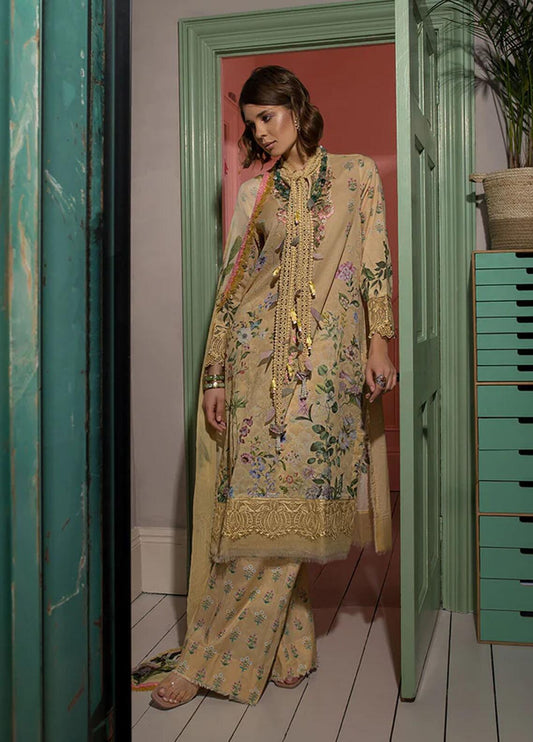 3 Piece Printed Lawn Shirt with Silk dupatta SN 18