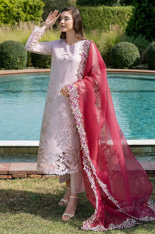 3 Piece Embroidered Lawn Shirt with Embroidered Organza Dupatta MS 808