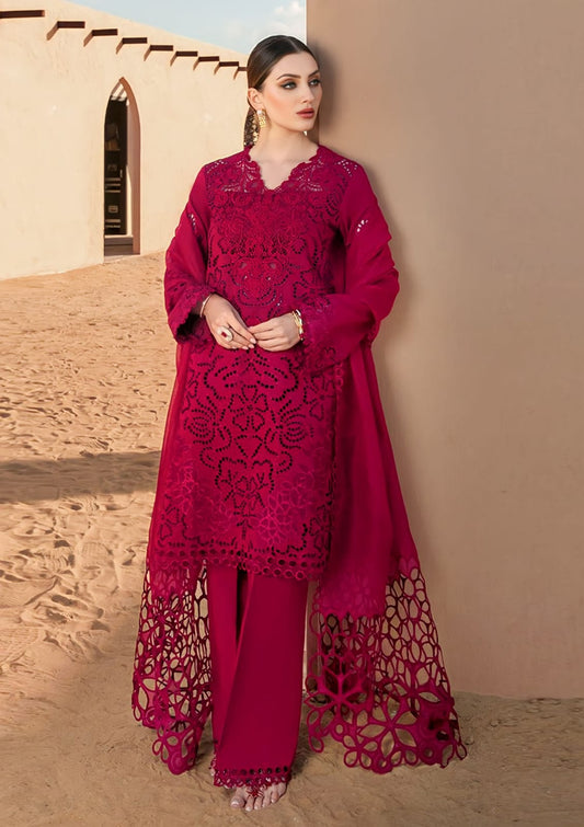 3 Piece Embroidered Lawn Shirt with Embroidered Cutwork Organza Dupatta RR 817