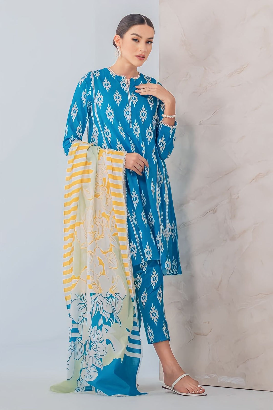 3 Piece Printed Lawn Shirt with Printed Monar Dupatta CH 144