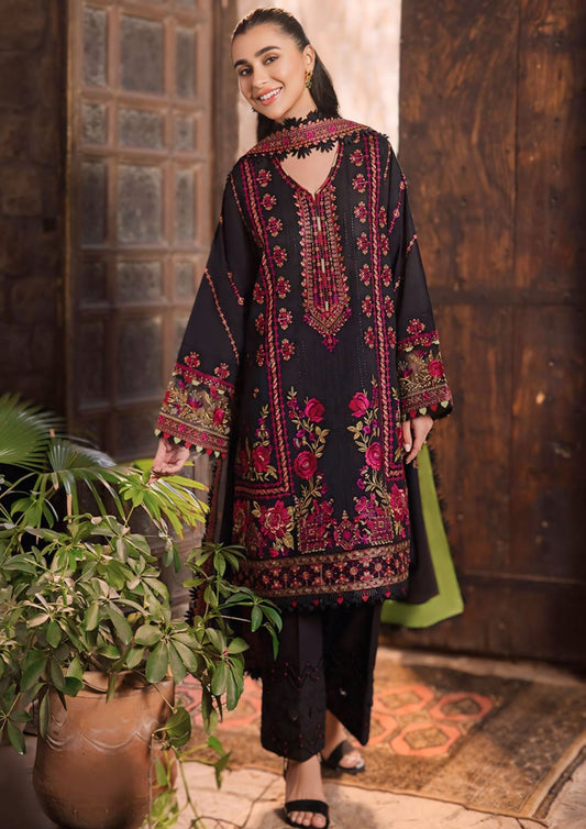 3 Piece Embroidered Dhanak Shirt with Embroidered Dhanak Shawl ZH 960