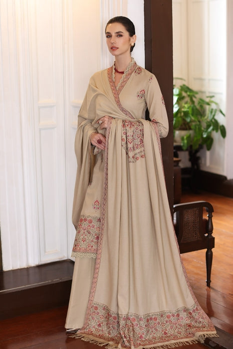 3 Piece Embroidered Dhanak Shirt with Embroidered Dhanak Shawl BR 660