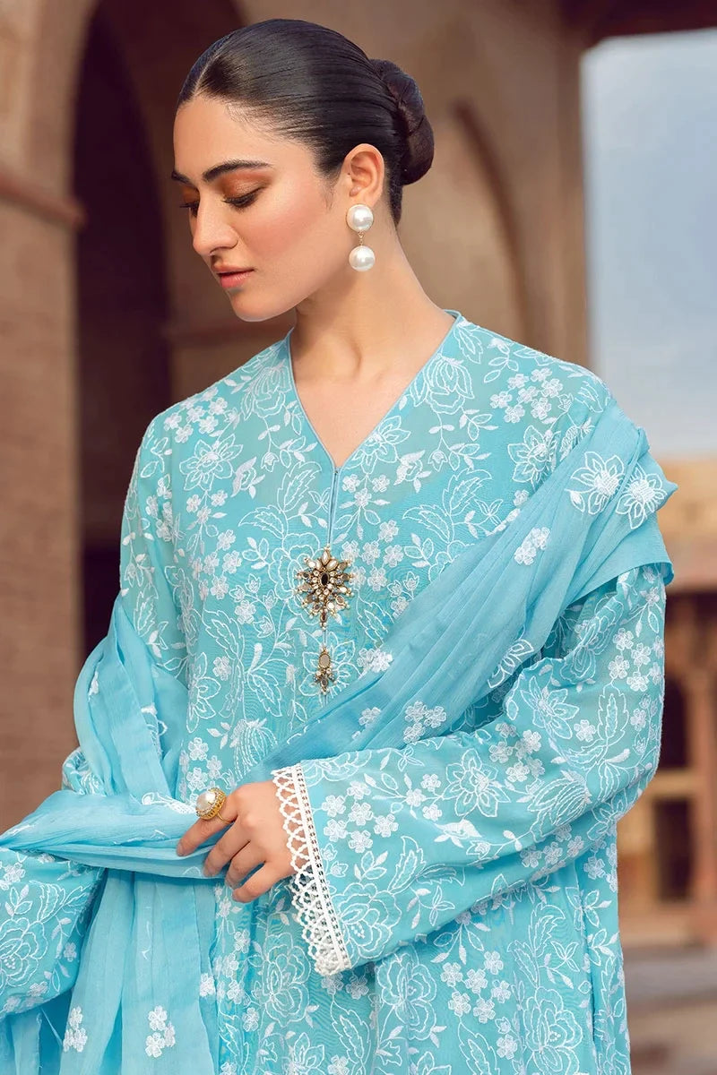 3 Piece Embroidered Lawn Shirt with Embroidered Chiffon dupatta BR 08