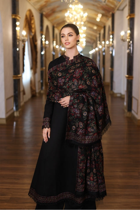 3 Piece Embroidered Dhanak Shirt with Embroidered Dhanak Shawl BR 745