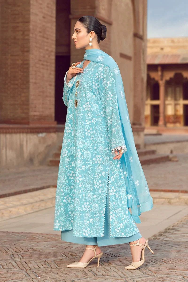 3 Piece Embroidered Lawn Shirt with Embroidered Chiffon dupatta BR 08