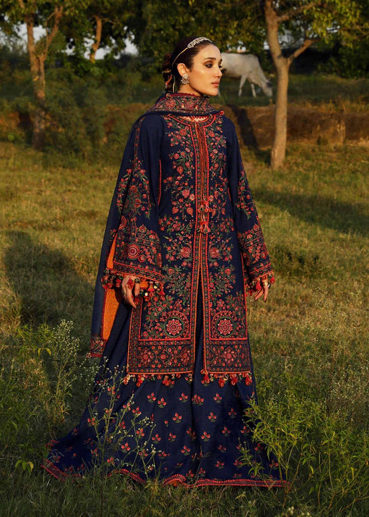 3 Piece Embroided Dhanak Shirt with Embroided Dhanak shawl RS 695