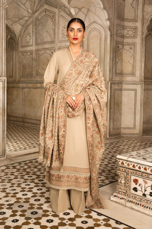 3 Piece Embroidered Dhanak with Embroidered Dhanak Shawl BR 860