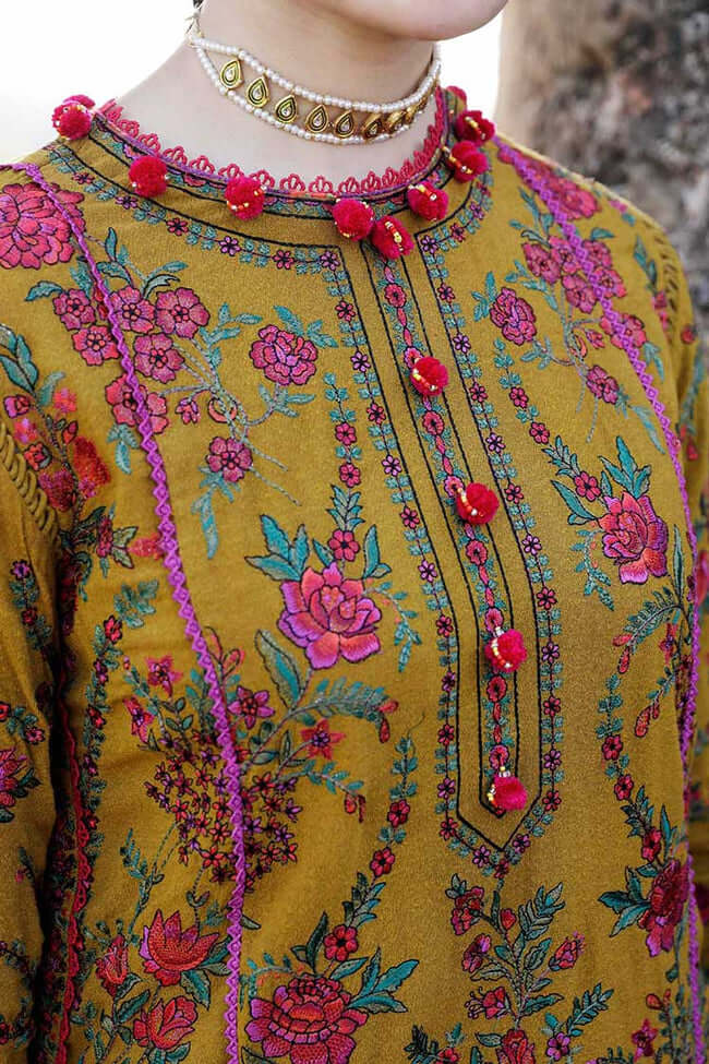 3 Piece Embroidered Dhanak Shirt With Wool Shawl HR 675