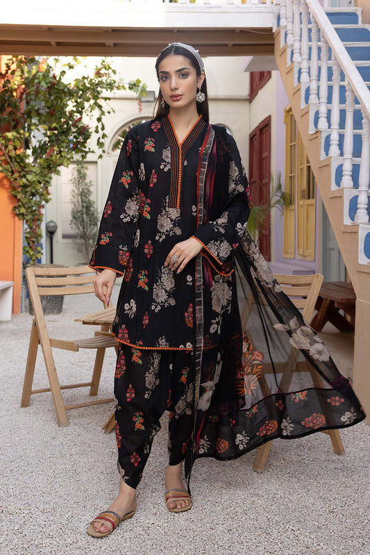 3 Piece - Unstitched Digital Printed Linen Fabric With Linen Dupatta