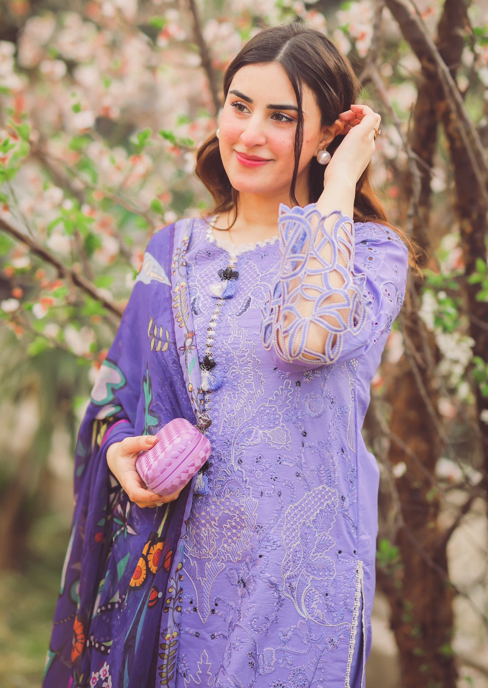 3 Piece Embroidered Lawn Shirt with Digital Printed Silk Dupatta MS 04