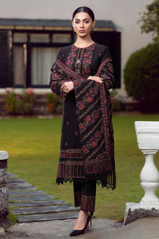 3 Piece Embroidered dhanak with Embroidered dhanak shawl BR 920