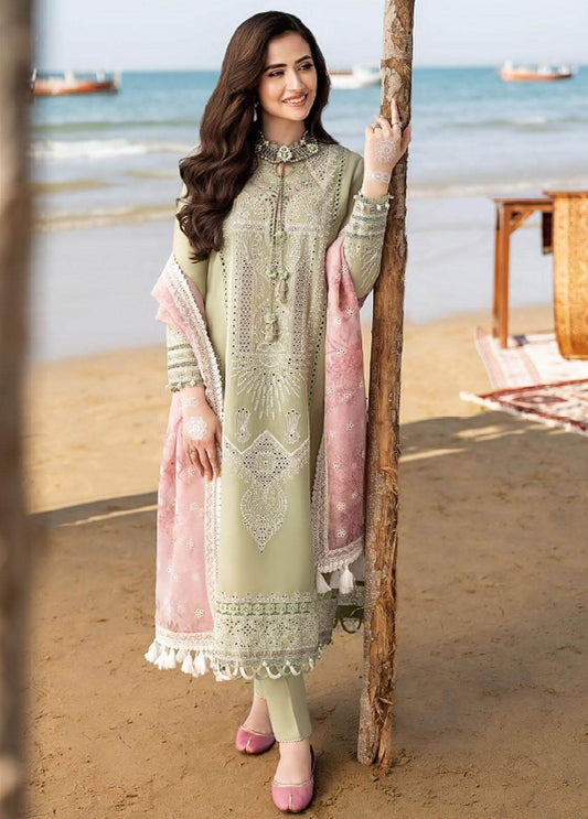 3 Piece Embroidered Lawn Shirt with Printed Organza Dupatta CH 10