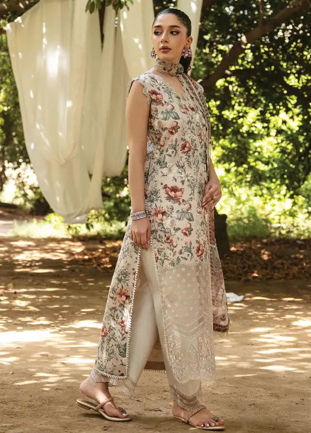 3 Piece Printed and Embroidered Lawn with Lawn Dupatta ZC 08