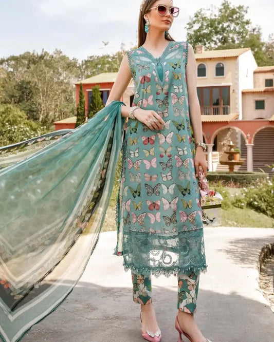 3 Piece Digital Printed Lawn Shirt with Monar Dupatta MB 26