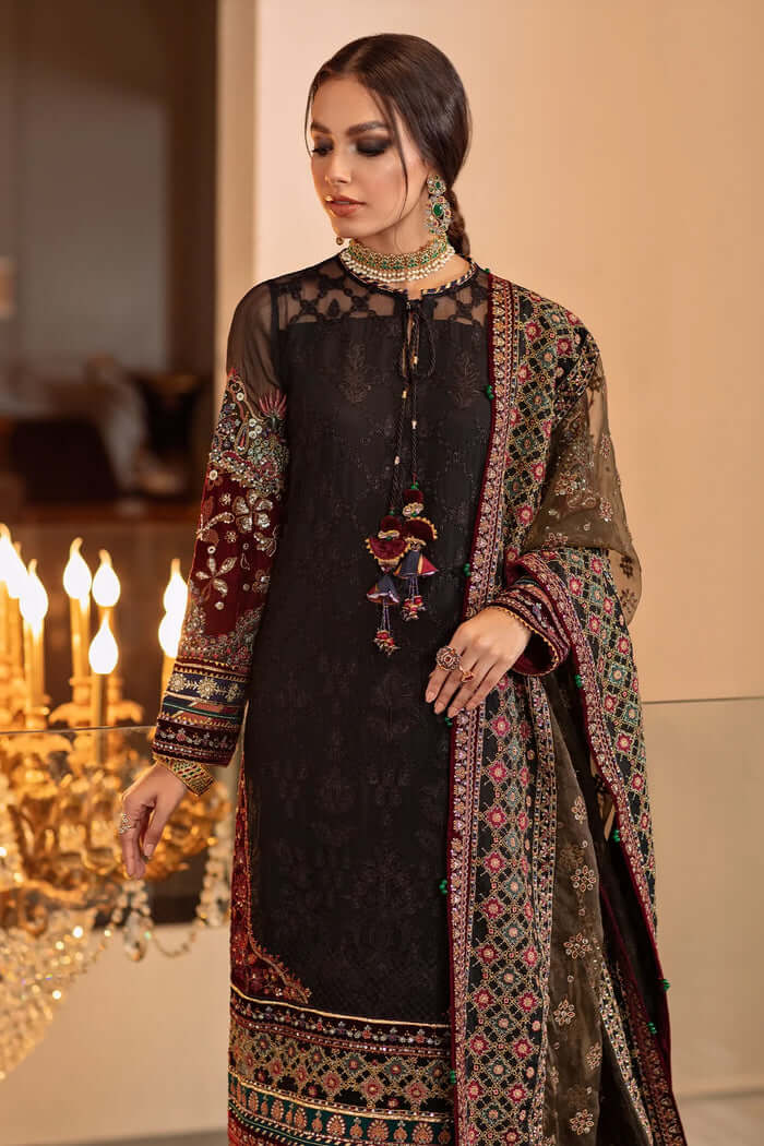 3 piece Embroidered Lawn Suit with Embroidered Organza dupatta BQ 14