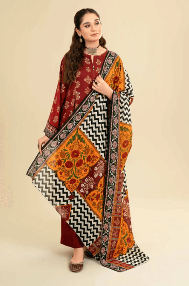 3 Piece Embroidered Lawn Shirt with Printed Monar dupatta MT 26