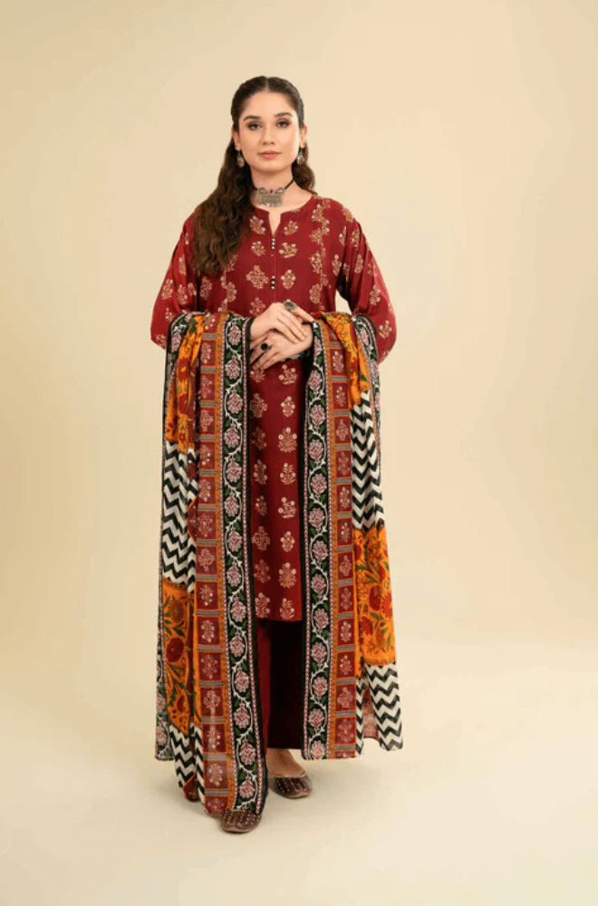 3 Piece Embroidered Lawn Shirt with Printed Monar dupatta MT 26