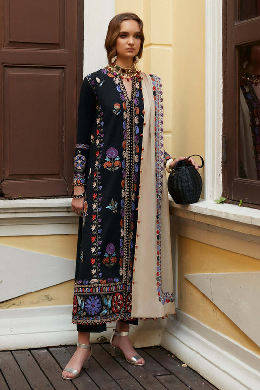 3 Piece Embroidered Lawn Shirt with Embroidered Chiffon dupatta ZA 400